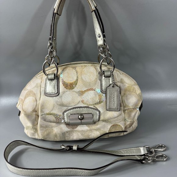 Authentic COACH # 19338 Kristin Signature Dome Sequin Satchel Shoulder Bag - Picture 1 of 14